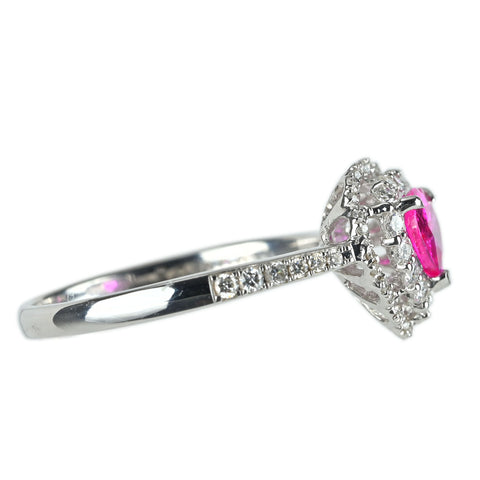 【中古】K18WG RUBY ルビー リング R0.68ct D0.33ct 2.9g #14