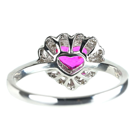 【中古】K18WG RUBY ルビー リング R0.68ct D0.33ct 2.9g #14