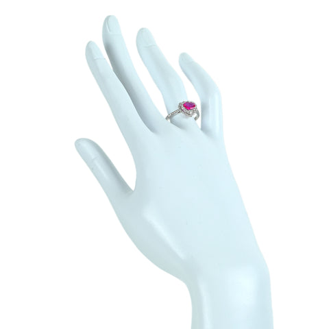 【中古】K18WG RUBY ルビー リング R0.68ct D0.33ct 2.9g #14