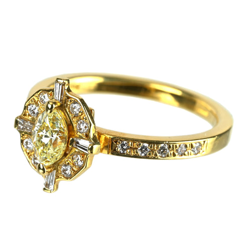 【中古】K18YG DIAMOND ダイヤモンド リング 0.412ct D0.25ct 3.8g #12