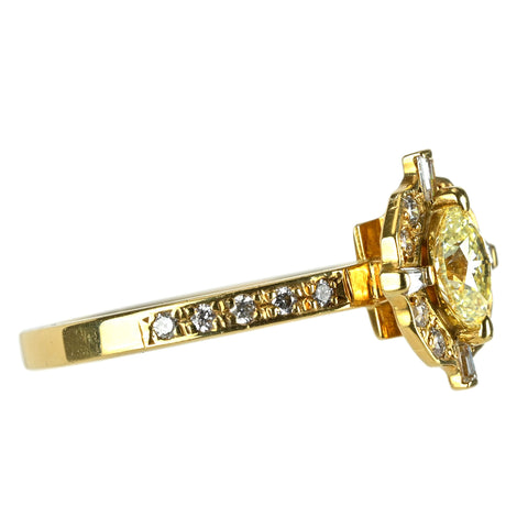 【中古】K18YG DIAMOND ダイヤモンド リング 0.412ct D0.25ct 3.8g #12