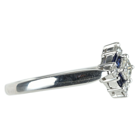 【中古】K18WG SAPPHIRE サファイア リング S0.27ct D0.28ct 5.2g #14