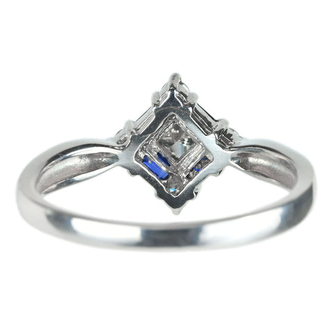 【中古】K18WG SAPPHIRE サファイア リング S0.27ct D0.28ct 5.2g #14