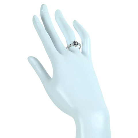 【中古】K18WG SAPPHIRE サファイア リング S0.27ct D0.28ct 5.2g #14