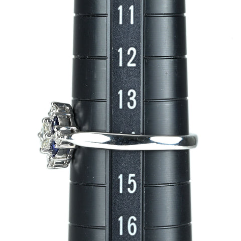 【中古】K18WG SAPPHIRE サファイア リング S0.27ct D0.28ct 5.2g #14