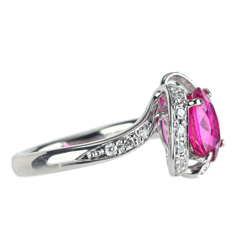 【中古】PT900 PINK TOURMALINE ピンクトルマリンリング PT1.58ct D0.20ct 6.76g #12