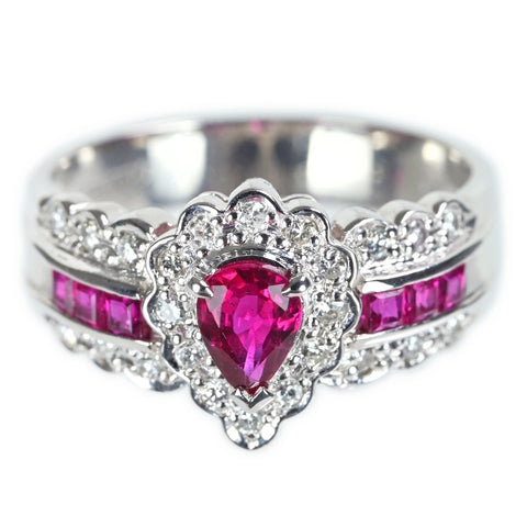【中古】PT900 RUBY ルビーリング R0.43ct R0.34ct D0.21ct 7g #12.5