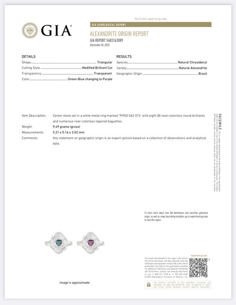 【中古】PT900 ALEXANDRITE アレキサンドライト リング A0.62ct D0.74ct 9.6g GIA鑑別書付き ブラジル産