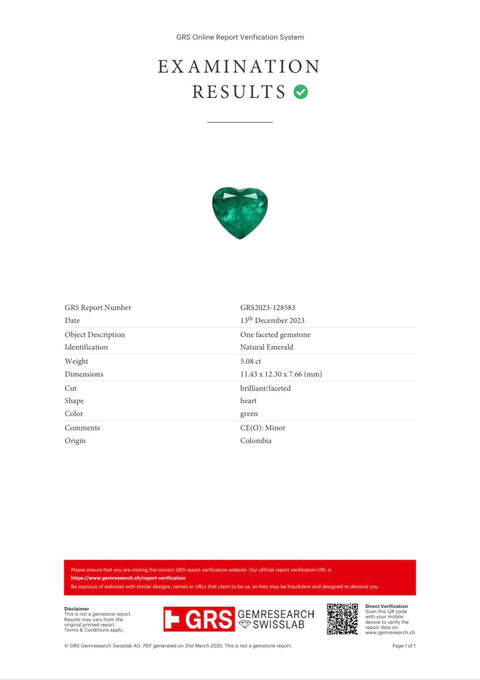 【中古】 PT900 EMERALD エメラルド リング E5.08ct D0.77ct GRS鑑別書付き 12.6g #12