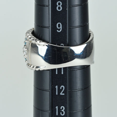 【中古】PT900 トリートブルー＆カラーレスダイヤモンドリング TB0.63ct D1.56ct 13.1g #10