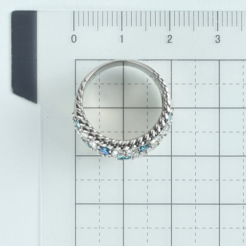 【中古】PT900 トリートブルー＆カラーレスダイヤモンドリング TB0.63ct D1.56ct 13.1g #10