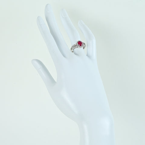【中古】PT900 RUBY 非加熱ルビーリング R1.077ct D0.72ct 5.8g #12 鑑別書付き