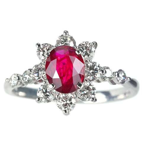 【中古】PT900 RUBY ルビー リング R1.055ct D0.73ct 3.8g #13