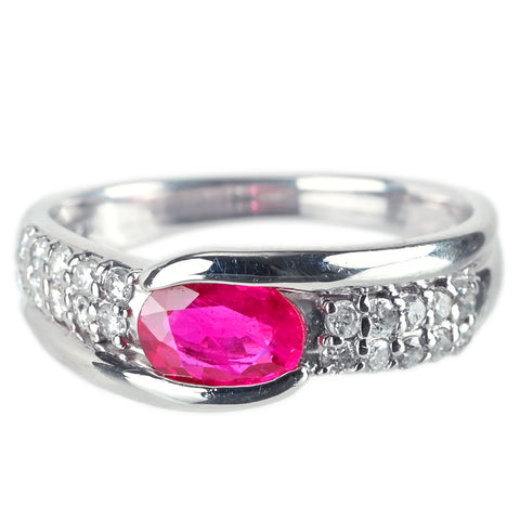 【中古】PT900 RUBY  ルビー リング R0.67ct D0.28ct 5.1g #12