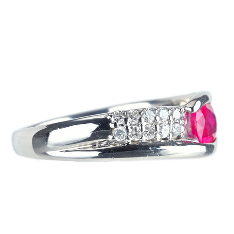 【中古】PT900 RUBY  ルビー リング R0.67ct D0.28ct 5.1g #12