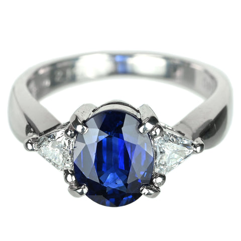 【中古】PT900 SAPPHIRE サファイア リング S2.10ct D0.40ct 6.5g #12
