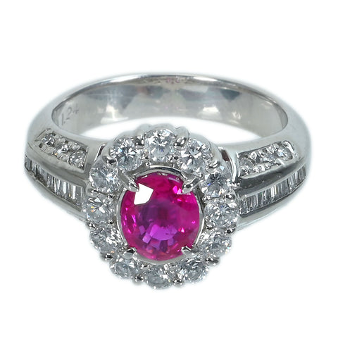 【中古】PT900 RUBYビルマ産ルビーリング R1.20ct D1.24ct GIA鑑別書 12.8g #15