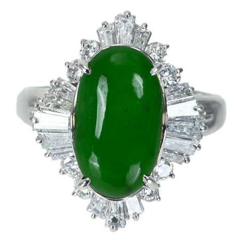 【中古】PT900 JADEITE RING ヒスイリング J3.74ct D1.21ct GRJソーティング 9.6g #12