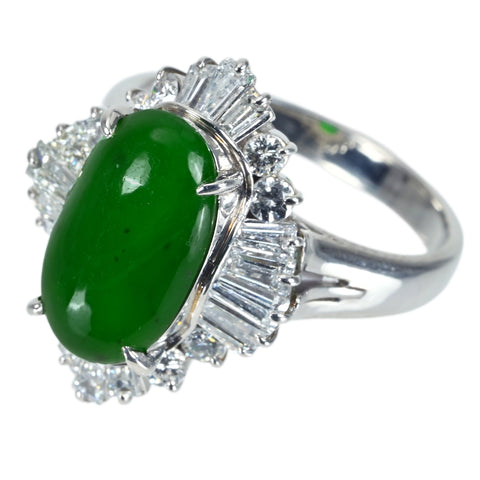 [Used] PT900 Jadeite Ring, Jadeite 3.74ct, Diameter 1.21ct, GRJ Sorting, 9.6g, #12 