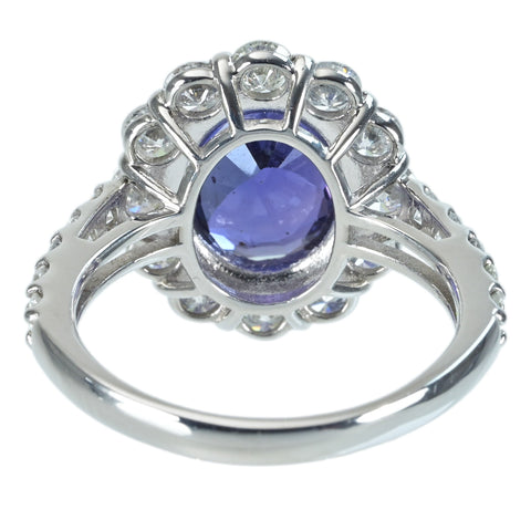 【中古】PT950 SAPPHIRE RING スリランカ産非加熱サファイアリング S4.25ct D1.63ct GIA鑑別書 6.0g #11.5