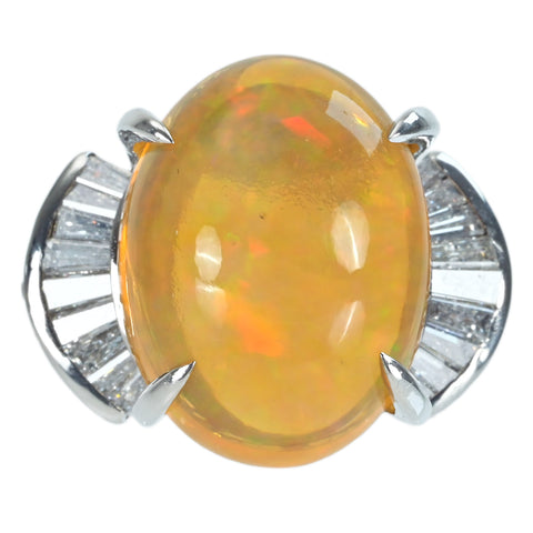 【中古】PT900 MEXICO OPALメキシコオパールリング OP11.1ct D0.36ct 11.9g #10