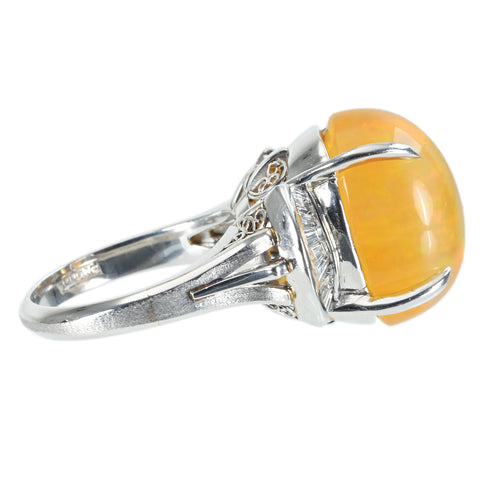 【中古】PT900 MEXICO OPALメキシコオパールリング OP11.1ct D0.36ct 11.9g #10