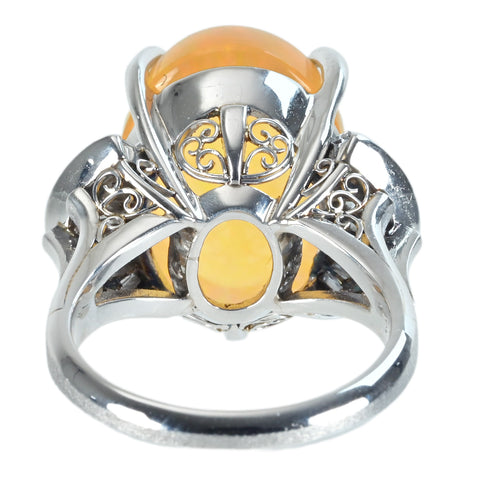 【中古】PT900 MEXICO OPALメキシコオパールリング OP11.1ct D0.36ct 11.9g #10