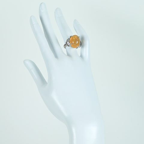 【中古】PT900 MEXICO OPALメキシコオパールリング OP11.1ct D0.36ct 11.9g #10