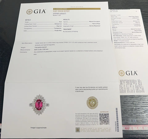 【中古】PT900 Myanma RUBY RING ビルマ産非加熱ルビーリング R1.92ct D1.15ct GIA鑑別書 9.3g #11.5