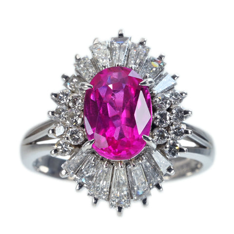 Pre-owned PT900 Myanma Ruby Ring, Unheated Burmese Ruby, 1.92ct R, 1.15ct D, GIA Certificate, 9.3g, #11.5 