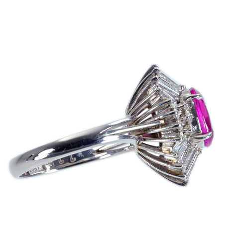 【中古】PT900 Myanma RUBY RING ビルマ産非加熱ルビーリング R1.92ct D1.15ct GIA鑑別書 9.3g #11.5