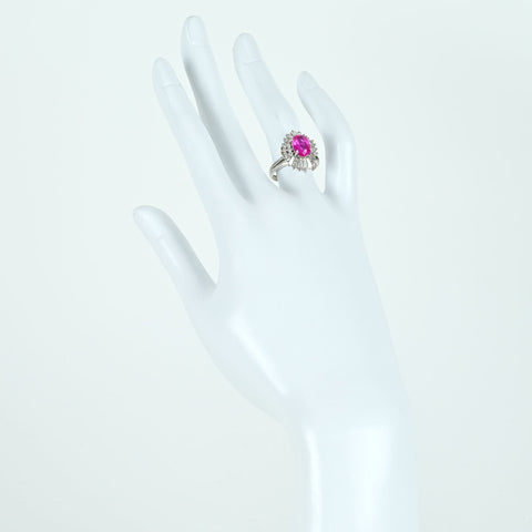 【中古】PT900 Myanma RUBY RING ビルマ産非加熱ルビーリング R1.92ct D1.15ct GIA鑑別書 9.3g #11.5