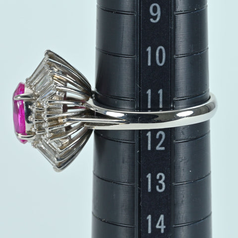 【中古】PT900 Myanma RUBY RING ビルマ産非加熱ルビーリング R1.92ct D1.15ct GIA鑑別書 9.3g #11.5