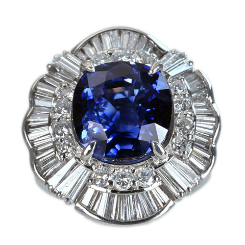 【中古】PT900 SAPPHIRE RING サファイアリング S6.85ct D1.91ct CGLソーティング15.4g #12
