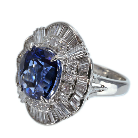 【中古】PT900 SAPPHIRE RING サファイアリング S6.85ct D1.91ct CGLソーティング15.4g #12