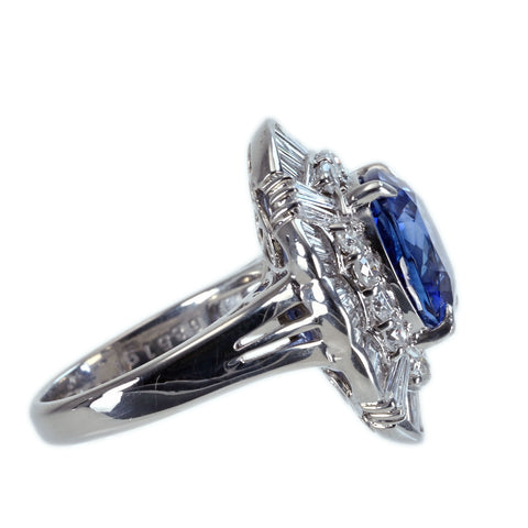 【中古】PT900 SAPPHIRE RING サファイアリング S6.85ct D1.91ct CGLソーティング15.4g #12