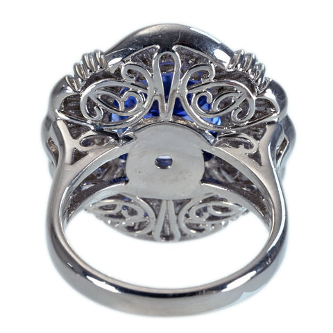 【中古】PT900 SAPPHIRE RING サファイアリング S6.85ct D1.91ct CGLソーティング15.4g #12