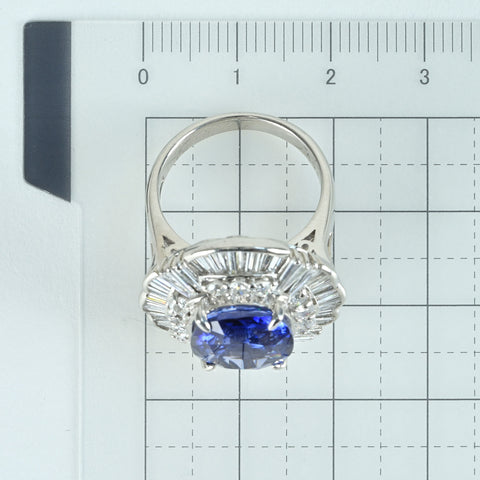 【中古】PT900 SAPPHIRE RING サファイアリング S6.85ct D1.91ct CGLソーティング15.4g #12