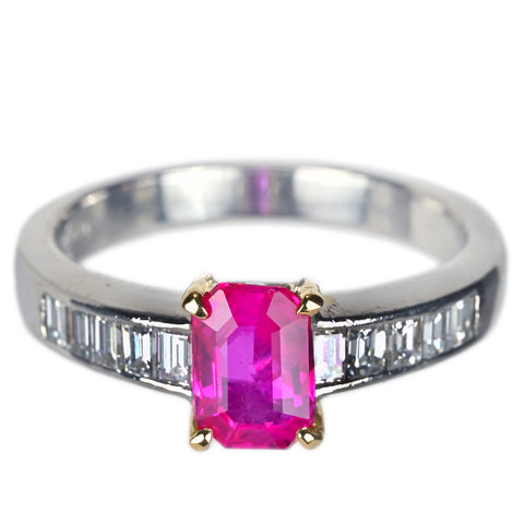 K10/PT900 RUBY ミャンマー産ルビーリング R1.04ct D0.43ct GIA鑑別書 5.5g #11.5