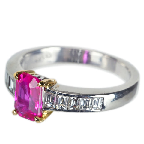 K10/PT900 RUBY ミャンマー産ルビーリング R1.04ct D0.43ct GIA鑑別書 5.5g #11.5