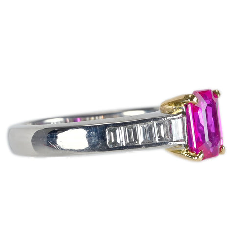 K10/PT900 RUBY ミャンマー産ルビーリング R1.04ct D0.43ct GIA鑑別書 5.5g #11.5
