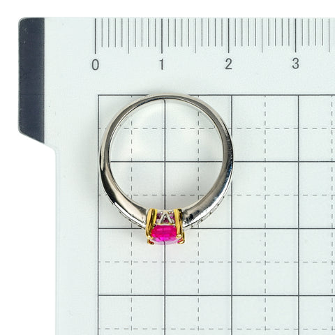 K10/PT900 RUBY ミャンマー産ルビーリング R1.04ct D0.43ct GIA鑑別書 5.5g #11.5