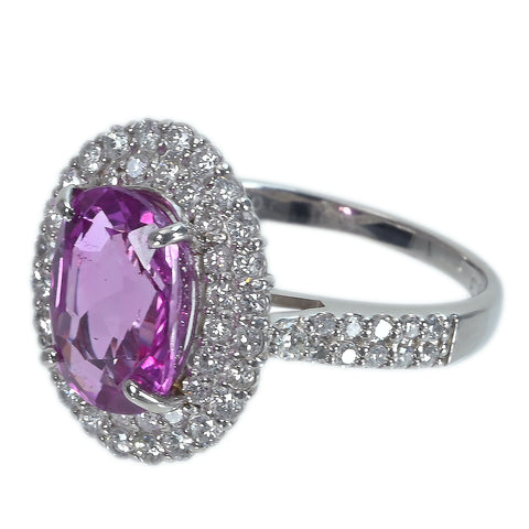 [Pre-owned] PT950 Pink Sapphire Ring, PS3.83ct, D0.80ct, Sorting 5.4g, #12 