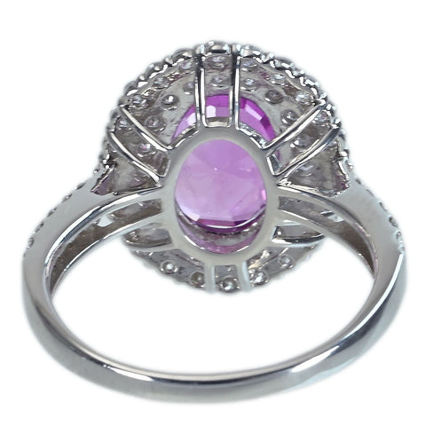 [Pre-owned] PT950 Pink Sapphire Ring, PS3.83ct, D0.80ct, Sorting 5.4g, #12 