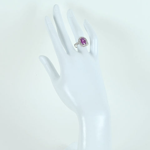 [Pre-owned] PT950 Pink Sapphire Ring, PS3.83ct, D0.80ct, Sorting 5.4g, #12 
