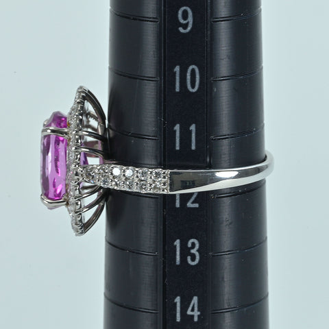 [Pre-owned] PT950 Pink Sapphire Ring, PS3.83ct, D0.80ct, Sorting 5.4g, #12 