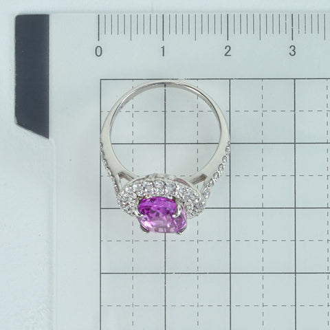 [Pre-owned] PT950 Pink Sapphire Ring, PS3.83ct, D0.80ct, Sorting 5.4g, #12 