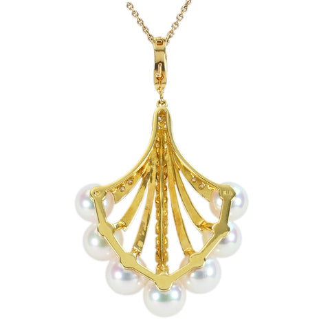 【中古】MIKIMOTOミキモト K18YG AKOYA PEARL NECKLACE アコヤパール＆ダイヤモンドペンダントネックレス  8.5g ソーティング ONE PRICE
