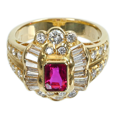 【中古】K18YG RUBYルビーリング R0.79ct D1.27ct 9.2g #14