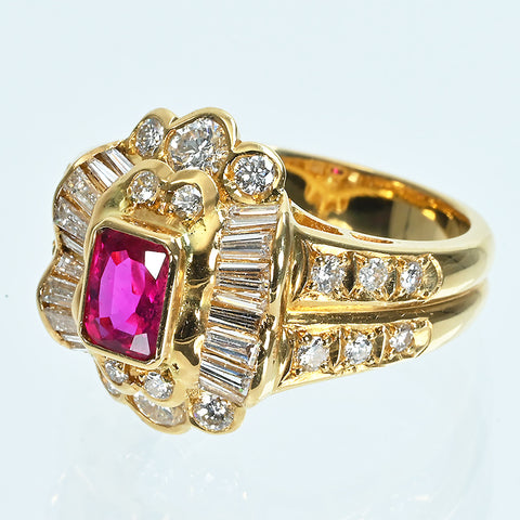 【中古】K18YG RUBYルビーリング R0.79ct D1.27ct 9.2g #14